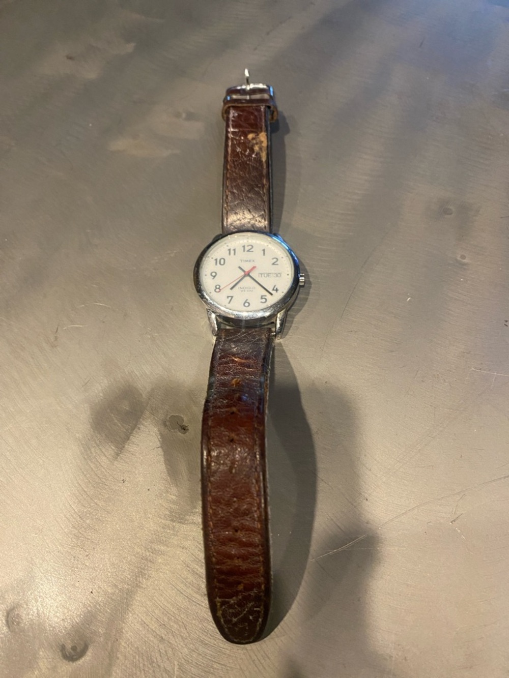 Timex Men’s Brown Leather Strap used -indiglo- my dads
